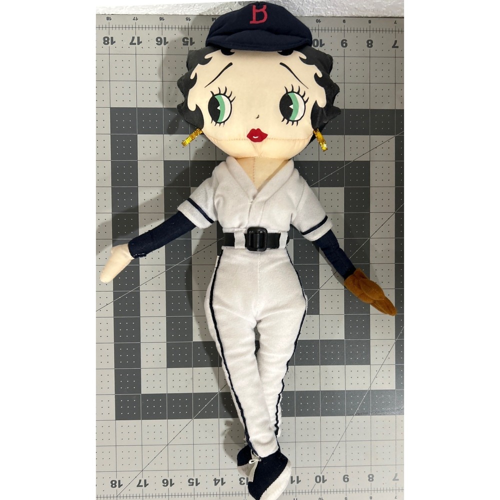 1999 Kellytoy Baseball Betty Boop Plush Doll 16 Inch Baseball Uniform Vintage